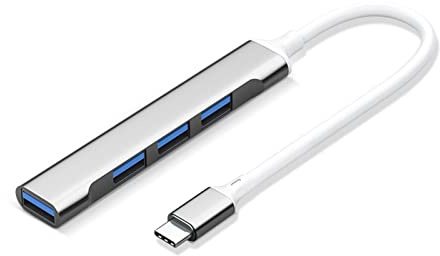 Reheyre Hub USB/USB-C, adaptateur multiport USB/USB-C 4 en 1, extension Type-C/USB 3.0, station d'accueil USB/USB C, répartiteur haut débit Type-C/USB, accessoires informatiques de type C, gris