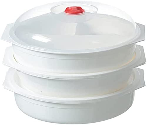 BaoT8YLu Mikrowellengeschirr mit Deckel Mikrowellenteller, BPA-frei, Geschirrspüler, Gefrierschrank Safe, 3L, Weiß/Klar(3pcs)