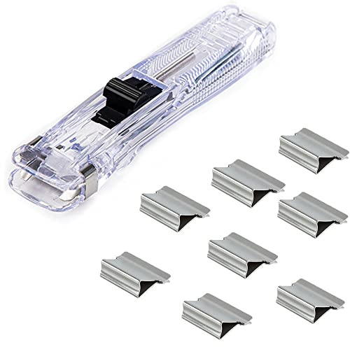 1 Set Papier Tragbarer Handheld-Büroklammerspender mit 50 Stück Silberklammern Schneller Büroklammer zum Befestigen von losen Papierschreibtisch Büro Home School
