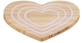 Le Creuset Magnetic Wood Trivet Heart Shaped, 8, Pink Silicone