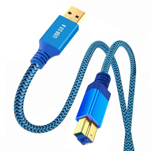 CY Câble USB 3.0 Type-A mâle vers USB 3.0 Type-B mâle câble d'extension bleu 5 Gbps pour disque SSD caméra données 30 cm