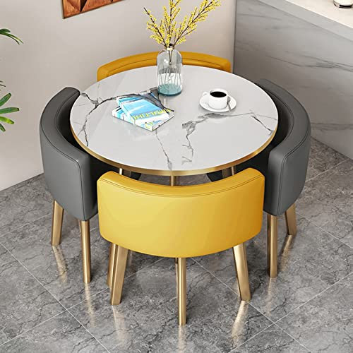 Büro-Empfangs-Rundtisch-Set, einfaches Küchen-Esstisch-Set mit 1 Tisch und 4 Stühlen, Besprechungstisch, Verhandlungstisch 80/90 cm, Büro-Konferenztisch, Bar, Balkon, Schlafzimmer, Bibliothek, Billa
