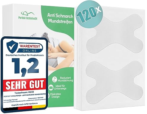 Perfekt-Schlafen24® Mundpflaster Schlafen Gegen Schnarchen - 120x Schnarchstopper Mundtapes zum Schlafen| Schnarchgeräte Alternative Anti Schnarch Mouth Tapes |Transparent Schlafband Schnarchpflaster