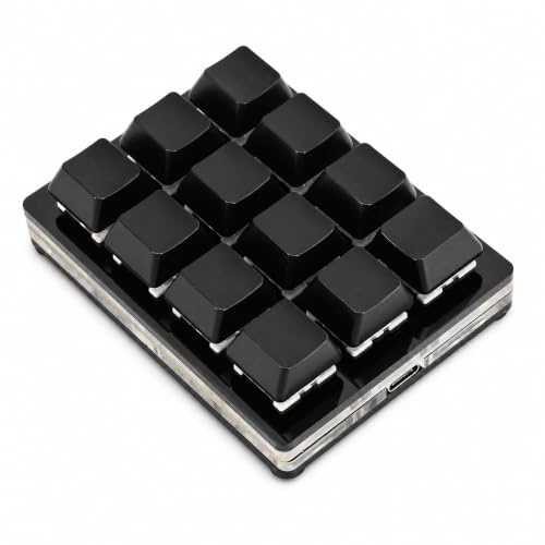 SENECESLI Tastierino Programmabile a 12 Tasti, Piccola Tastiera da Gioco Meccanica RGB Cablata USB con Interruttore Rosso, Tastiera Macro con una Sola Mano per per Linux per OS X (BLACK)