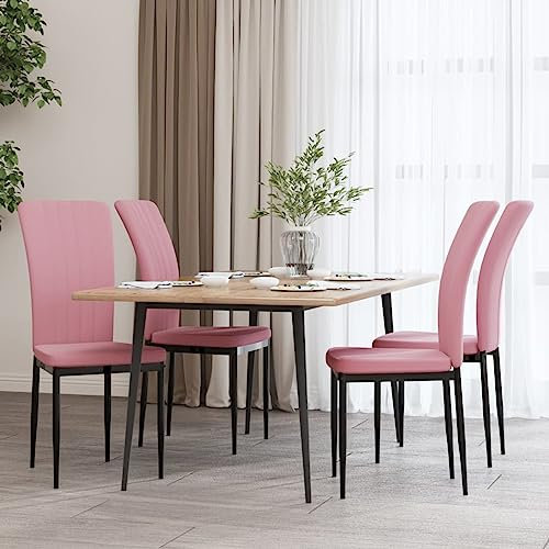 Iiaky Esszimmerstühle 4 STK. Rosa Samt Küchenstuhl Bürostuhl Lounge Stuhl Designer Schalenstuhl