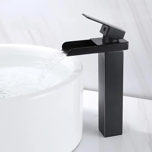 VOLTIX Miscelatore Lavabo Bagno Monocomando, Rubinetto Lavandino Bagno con Acqua Calda e Fredda Regolabile, Rubinetto Lavabo Cromato, Design Moderno e Facile da Installare (Alto)