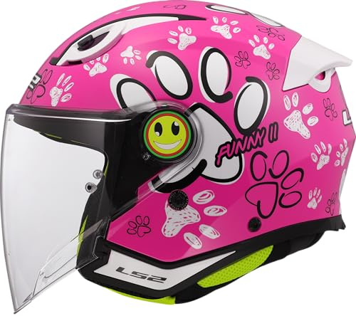 LS2, Jet-Motorradhelm für Kinder FUNNY II PAWS Gloss Pink, M