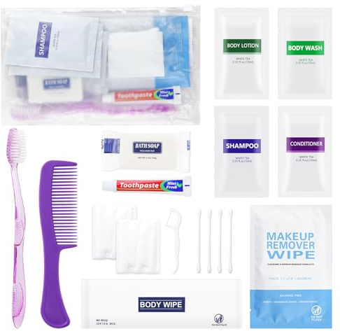 HQSLsund Kit de 20 articles de toilette de voyage en vrac, kit d'hygiène personnelle, kit d'hygiène jetable, fournitures pour soins des personnes sans domicile, kit de bienfaisance pour la maison,