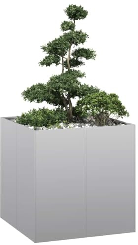 Myheimly Pflanzkübel, Pflanzschale, Garten-Garten-Pflanzkübel, Outdoor-Pflanzgefäß, Hochbeet, Pflanzgefäß 80x80x80 cm Verzinkter Stahl