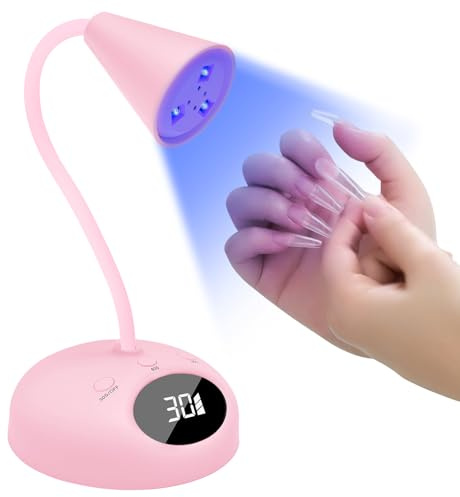 CGBE Mini UV Lampe für Gelnägel für Zuhause & Salon - Rosa | 18W LED, 4 Modi, Smart Auto-Sensor, LCD Display, Mini UV Lampe für Nägel für DIY Maniküren zu Hause oder im Salon.