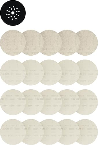 Bosch 21x EXPERT M480 Schleifnetz für Trockenbauwandschleifer-Sets (für Trockenbauwand, Trockenbauwand, Ø 225 mm, Körnung 5x80, 5x120, 5 x 180, 5 x 240, Professional Zubehör Trockenbauschleifer)