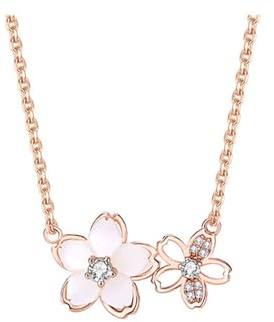 XFSRG Collier Femme en Acier Inoxydable avec Fleurs de Cerisier, Chaine Or Rose, Bijoux Élégants pour Toutes Occasions