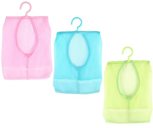 GMHLLES Peg Bag for Washing Line, 3 PCS 22 * 30cm Clothes Pegs Bag with Hanger, Multi Purpose Mesh Peg Bags, Reusable and Washable for Drying Clothes