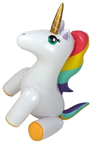 SOPOTUTU Aufblasbares Einhorn Wassersprinklerspielzeug Aus PVC Für Kinder Outdoor Sommerspaß Gartensprinkler Wasserspielzeug Für Gartenwiese