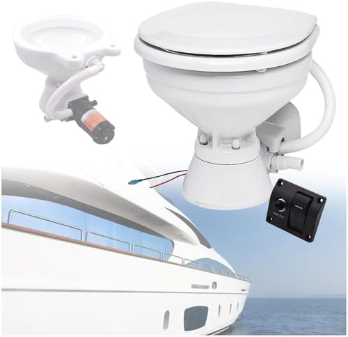 Toilettes marines électriques compactes horizontales à chasse d'eau silencieuse - Toilettes for bateau 12 V, toilettes for camping-car, yacht, camping-car