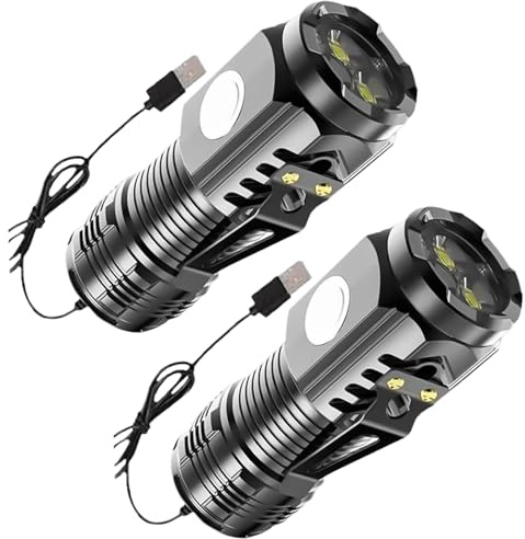 Jorzer Mini Flashlight 2PCS 5 Modes Pocket Flashlight Rechargeable Waterproof Handheld Torch with Clip forCamping, Hiking, Emergency