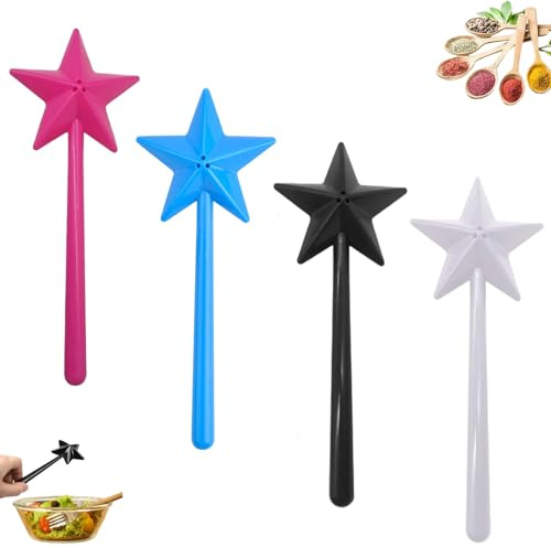 4 Piezas Varita Mágica de Sal y Pimienta Varitas Salero y Pimentero en Forma de Estrella Dispensador de Condimentos para Viajes de Camping en La Cocina