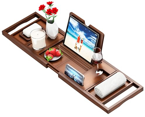 Premium Bathtub Tray Caddy - Bath Table Tray for Bathtub - Bath Tub Tray Table for Bathtub, Expandable Size, Fits Most Bath Tubs
