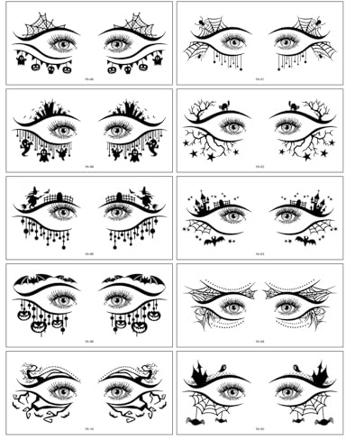 Halloween Gesicht Temporäre Tätowierte Aufkleber Halloween Gefälschte Tätowierte Spinnen Web Lidschatten Tatoo Damen Augen Make Up Aufkleber