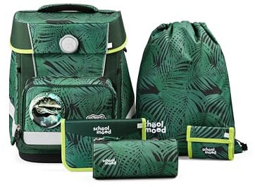 SCHOOL-MOOD Champion Maxx Daniel (Dinosaurier), 6-tlg. Schulranzenset höhenverstellbar, 22 Liter, 1,1 kg Grundschule 1.-4. Klasse, Modell 2026