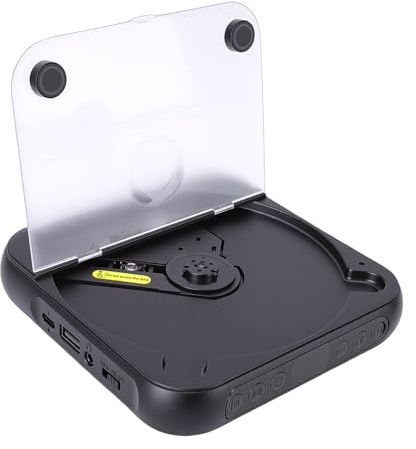Dpofirs Portable CD Player with Bluetooth, Dual Stereo Speakers CD Player Rechargeable for Home Car Outdoor, Support AUX USB Input Loop Playback (Black)