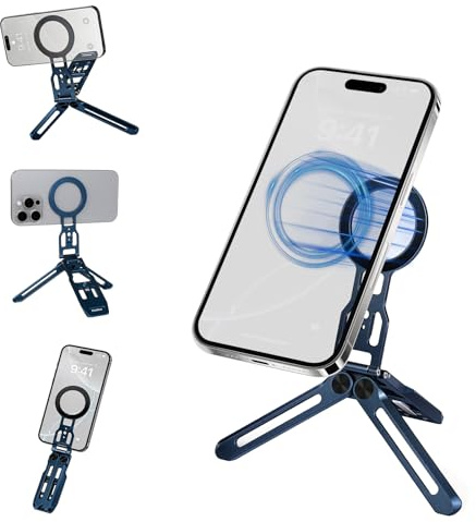 Ktankros Trépied Magnétique pour Téléphone Portable avec Crochet Dissimulé, Trépied Magsafe Pliable en Aluminium Ultraplat, Perche à Selfie Magsafe, Compatible avec iphone 17-12 Et Arca-Swiss