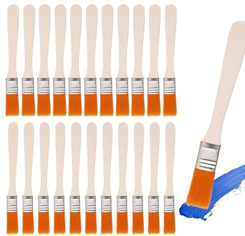 50 x Pinceaux à Peinture avec Manche Bois, Petits Pinceaux Plats pour Art | Pinceau Colle et Vernis, Pinceau Plat avec Manche en Bois, Inceaux à Peinture Plats pour Aquarelle Huile