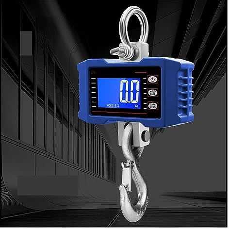 Escala colgante Báscula de grúa Digital 1000Kg/500Kg, báscula colgante, servicio pesado portátil, gancho Industrial con retroiluminación LCD, cambio unidad(1000kg Blue)