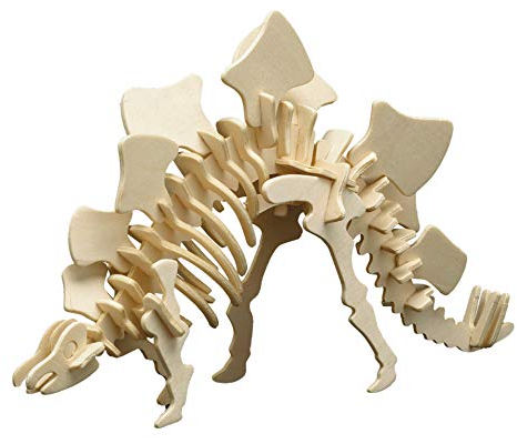 Pebaro 856/5 Holzbausatz Stegosaurus, Dinosaurier 3D Puzzle, Basteln mit Holz, Holzpuzzle, Bastelset, vorgestanzte Holzplatte, inkl. Schmirgelpapier, ausbrechen, zusammenstecken, fertig, Geschenkidee
