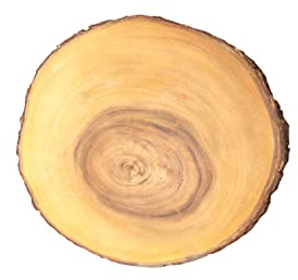 Rustica 25-30 cm Round Mango Wood Bark Board | Acacia Wood, for Weddings, Christmas, Cakes, Centrepiece, Diameter 25-30cm, Natural Finish