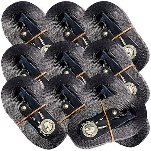 10 SPANNGURTE mit ZURRRATSCHE 6 m 0,8 t EN-12195-2 Zurrgurte 6m (Schwarz)