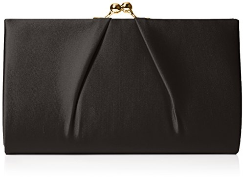 Swanky Swans Mira Satin Classic Frame Bag, Damen Clutch, Black, 5.1x12x20.8 cm (W x H L)