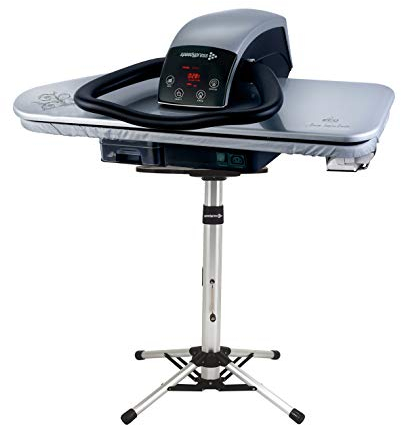 Pressa da Stiro a Vapore Professionale Impieghi Gravosi Argento 91HD-S con Supporto/Treppiedi di Speedypress 91cm; 2.400 watt (+ Ferro, Filtro per Acqua, Copertura di Ricambio e Schiuma Sottosmaltata)
