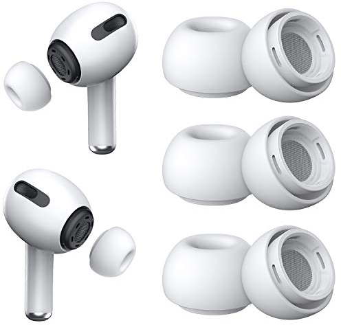 Ersatz-Ohrstöpsel für Airpods Pro und AirPods Pro 2 mit Loch zur Geräuschreduzierung, 3 Paar Silikon-Ohrstöpsel für Airpods Pro mit tragbarer Aufbewahrungsbox und passend für die Ladehülle (Mittel)