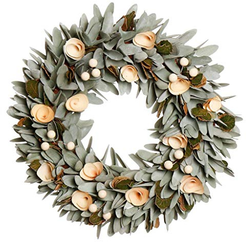 Spring Summer Wreath Large 14 Front Door Wreath Hanging Garland (Green)