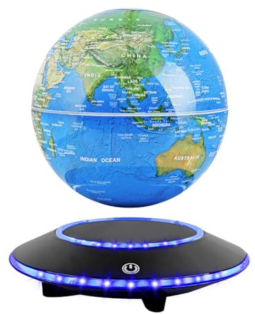 Magnetic Levitating Globe,Cool Gadgets Auto- Rotating Globes Floating Globe World Map Office Decor with LED Light Base for Children Educational Gift Home Office Desk Decoration (6 Inch)