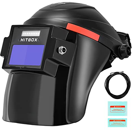 HITBOX Pantalla Grande True Color Solar Casco de Soldadura con oscurecimiento automático 4 Sensor de Arco Sombra Ancha 4~5/9-9/13 para Wig MIG (Modelo: HB888)