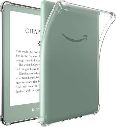 TQQ Clear Case for 6 Amazon Kindle 11th Generation 2024 and 2022, Thin Slim Soft Flexible Silicone TPU Rubber Back Cover Reinforced Edge Corners,Transparent