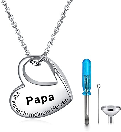 YOTHIWAD Herz Urne Halskette für Asche,Urne Kette mit Gravur für Immer in Meinem Herzen Edelstahl Asche Schmuck Memorial Anhänger für geliebte Menschen mit Füllung Kit