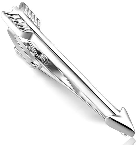 Tidefire Tie Clips for Men Business Tie Clip Personalised Tie Clip Pin Short Style Necktie Clips Tie Bar Clip (Silver 1)