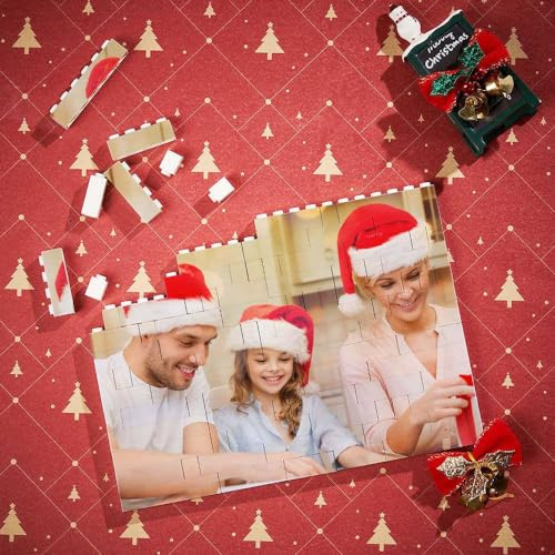 VEELU Personalisierte Bausteine mit Foto Puzzle mit Eigenem Bild Quadrat Geformt Bausteine Benutzerdefiniertes Bild Weihnachten Geburtstag für Ihn, Sie, Paare, Frau, Familie, Freunde