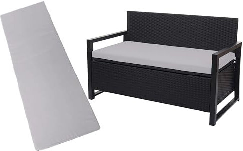 Crescent Textile 100% Waterproof Garden Bench Cushion 2/3/4 Seater Outdoor Long Bench Seat Pad for Lawn & Garden, Patio, Office, Coffee Shop with Removable Cover (2 Seater 108cm x 45cm x 5cm, Silver)