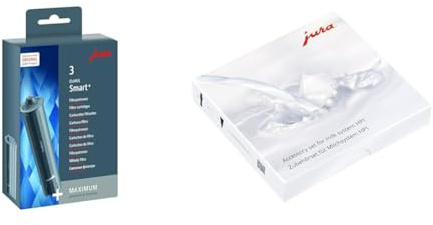 JURA original | CLARIS Smart+ Filterpatrone mit automatischer Filtererkennung | TÜV-zertifizierte Hygiene | 3er-Pack | 24233 & 24115 Zubehörset für Milchsystem HP1 transparent