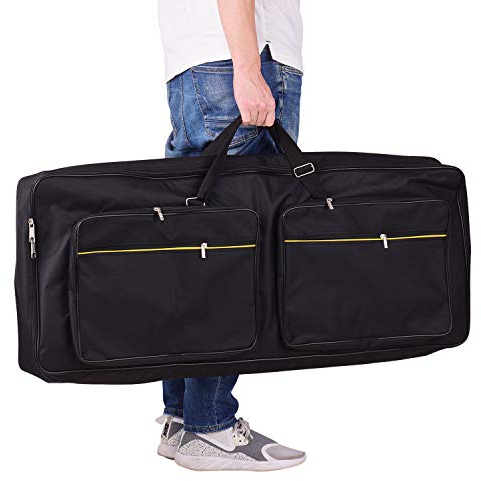 COMETX Tasche für E-Piano, tragbare Gig-Tasche mit robustem Griff, 8 mm, Anti-Kollisions-Baumwoll-Zwischenschicht für 61 Tasten, Keyboard-Pianos mit Außentaschen, Schwarz