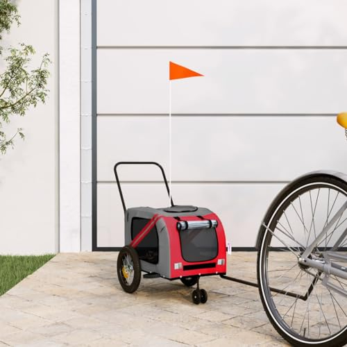 FENLAX Fahrradanhänger Hunde Haustieranhänger Fahrrad Hundeanhänger Haustier Hunde-Fahrradanhänger Fahrradanhänger für Hunde und Andere Haustiere Rot und Schwarz Oxford-Gewebe & Eisen 122x52x53cm