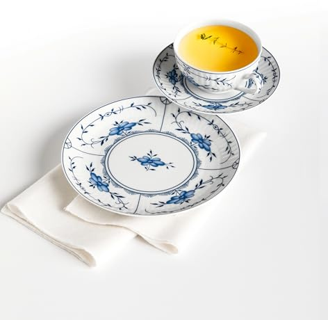 Seltmann Weiden 4052212141442 - Juego de té de porcelana (18 piezas, taza, platillo, 6 platos de pan)