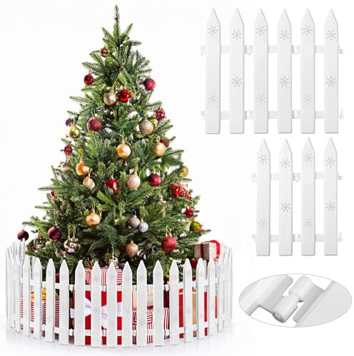 Aodaer 15 Pieces Christmas Tree Fences Plastic White Picket Fence 12 Inches Thick Mini Fence for Christmas Tree Pets Miniature Home Garden Wedding Party Decoration, White