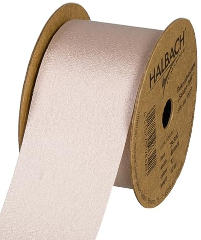 Halbach Geschenkband in Seiden-Optik, 40 cm x 10 m, beige | Veganes Schleifenband mit dezentem Seidenglanz, ideal für Brautsträuße, Hochzeiten oder Geschenke