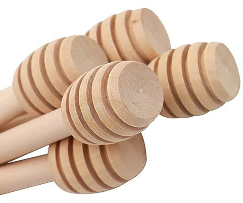 Fiorky 2 palitos de miel – Cazo de miel de madera – Palitos de panal agitadores de miel palitos de miel pequeños palos de cuchara de miel mango largo cuchara dispensar miel llovizna miel regalos de