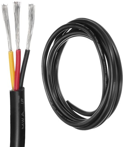 DMiotech 14 Gauge Wire Electrical Wire 3 Conductor, 14 AWG Extension Cable Cord 10 Ft/3 m UL2464 300V Stranded Tinned Copper Wire for LED Lighting Automotive